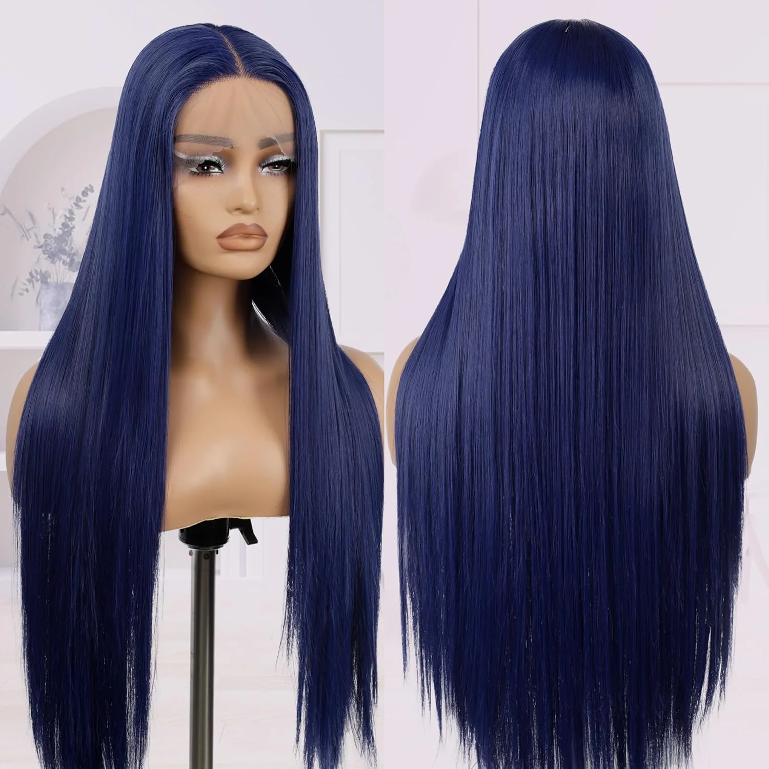 Synthetic Hair Natural Looking for Daily Party Long Colorful Straight Wig for Women Middle Part Brazilian Lace Front