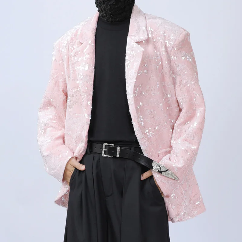 WVGA ربيع الخريف جديد رجل المد كم طويل السترة المتخصصة شيك عادية الترتر العصرية المتضخم بدوره إلى أسفل طوق البدلة سترة W14660 #3