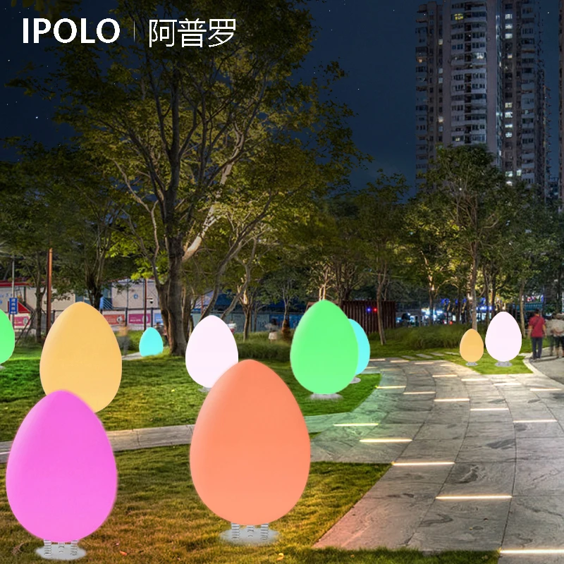 LED luminous egg-shaped tumbler light outdoor creative floor park decorative solar interactive sensor