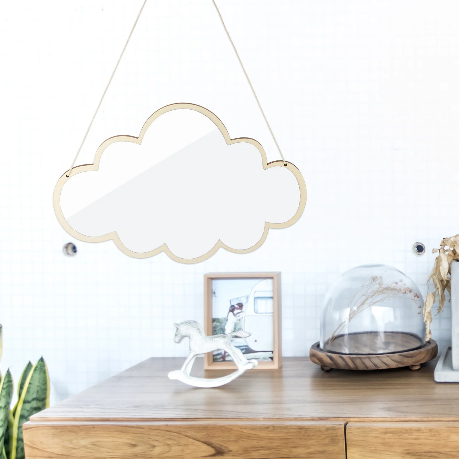 

2Pcs Cute Cloud Mirror Acrylic Frame Wall Hanging Decor for Kids Bedroom Nursery Playroom Bathroom Vanity Wall-Mounted Modern