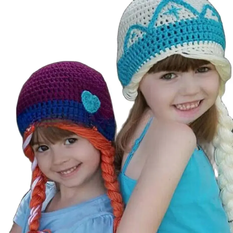 Kids Colorful Winter hat Wool knitted Ear Flap warm hat for little girls