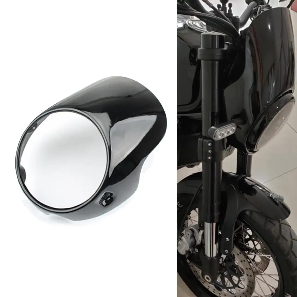7" Black Motorcycle Headlight Fairing Windshield Kit Universal image 4