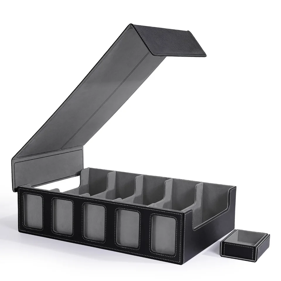 Trading Card Storage Box with Commander Display Dice Tray,5-Row