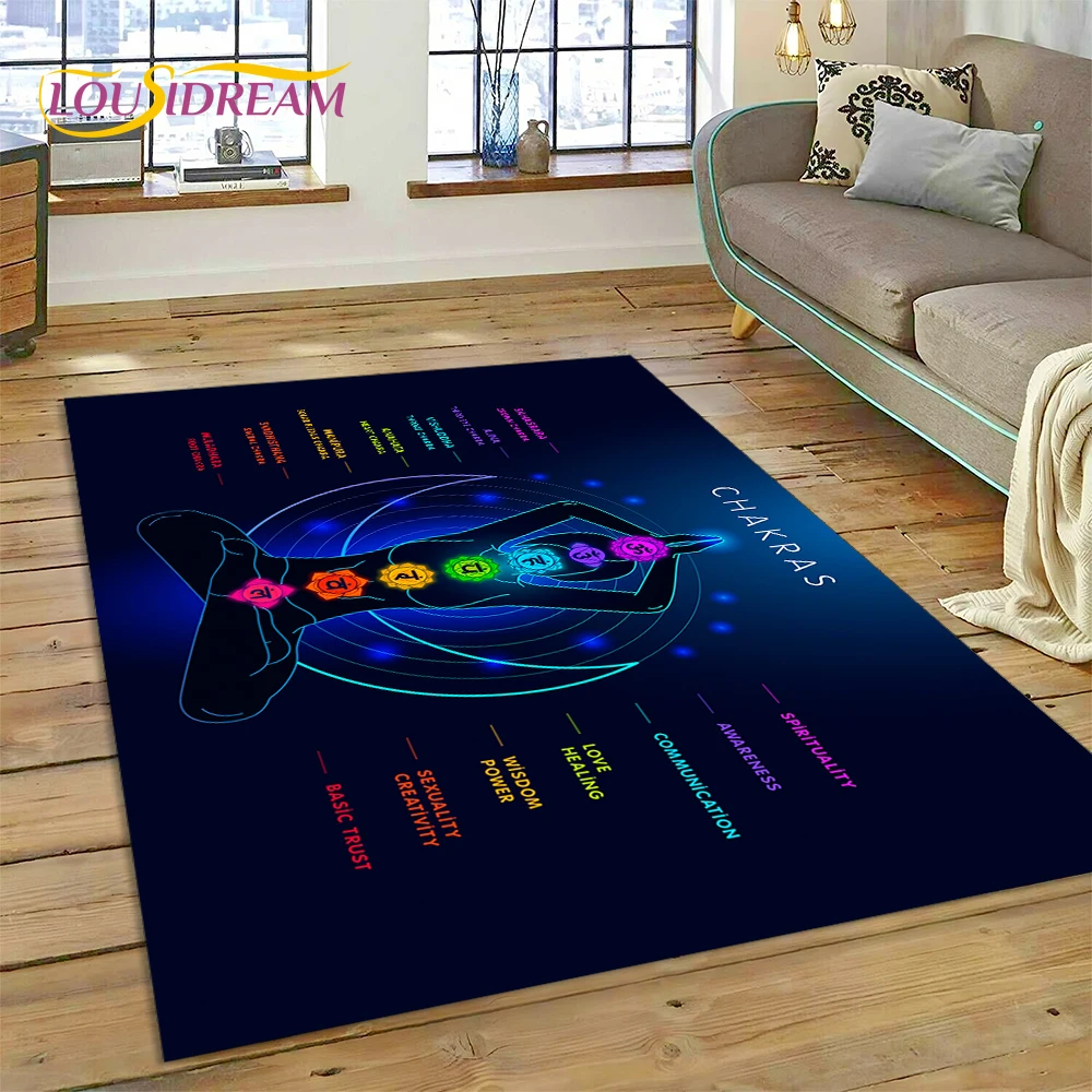 3D Yoga meditazione arcobaleno 7 Chakra tappeto tappeto per soggiorno camera da letto Decor, tappetino decorazione antiscivolo per divano zerbino