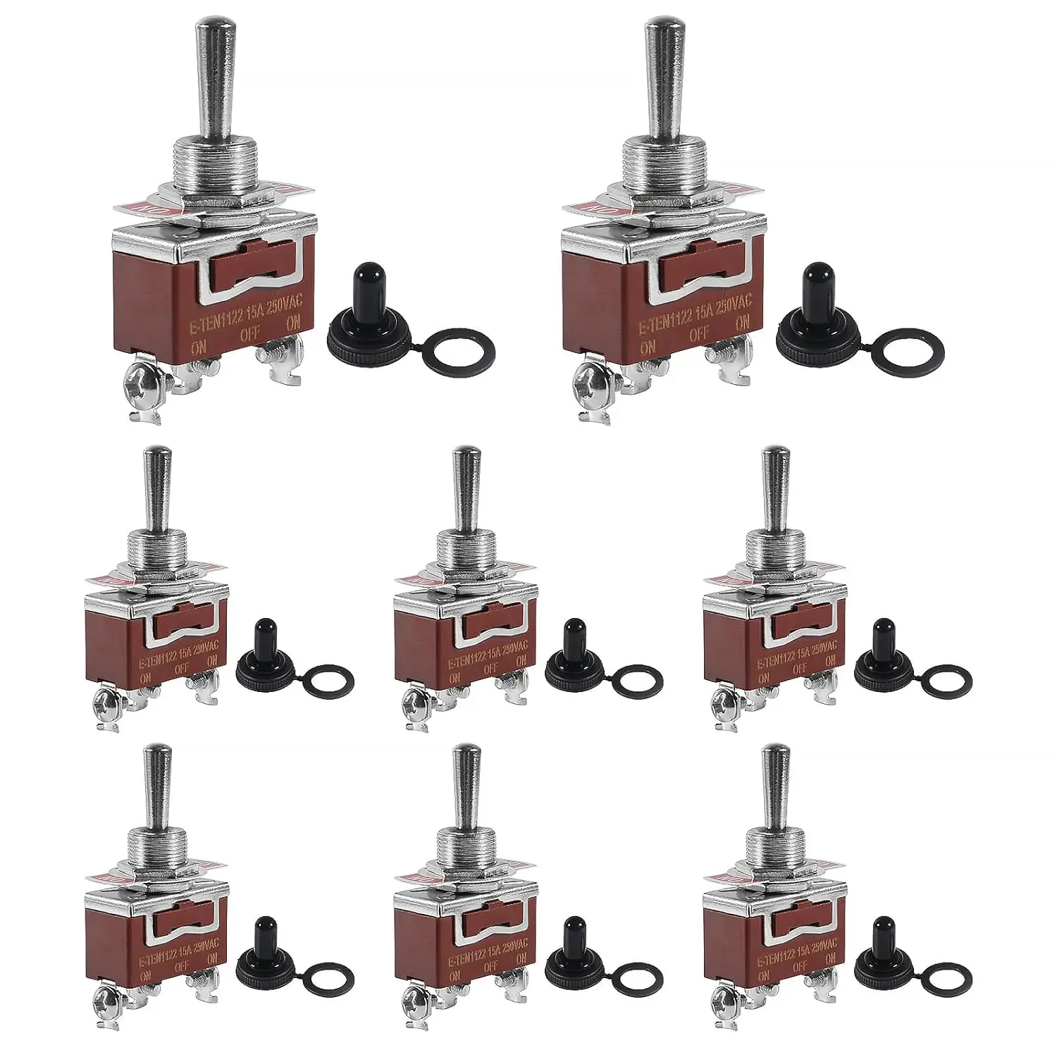 8PCS Wasserdichter Kippschalter 12V DC 20A Heavy Duty Rocker Kippschalter Marine SPDT Schalter Rocker 3Pin (ON)-Off-(ON) 250V AC