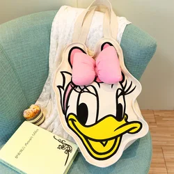 New Disney Daisy Duck Canvas Cartoon Cute Anime Large-capacity Shopping Shoulder Bag Portable Fashion Girls Summer Handbag Gift