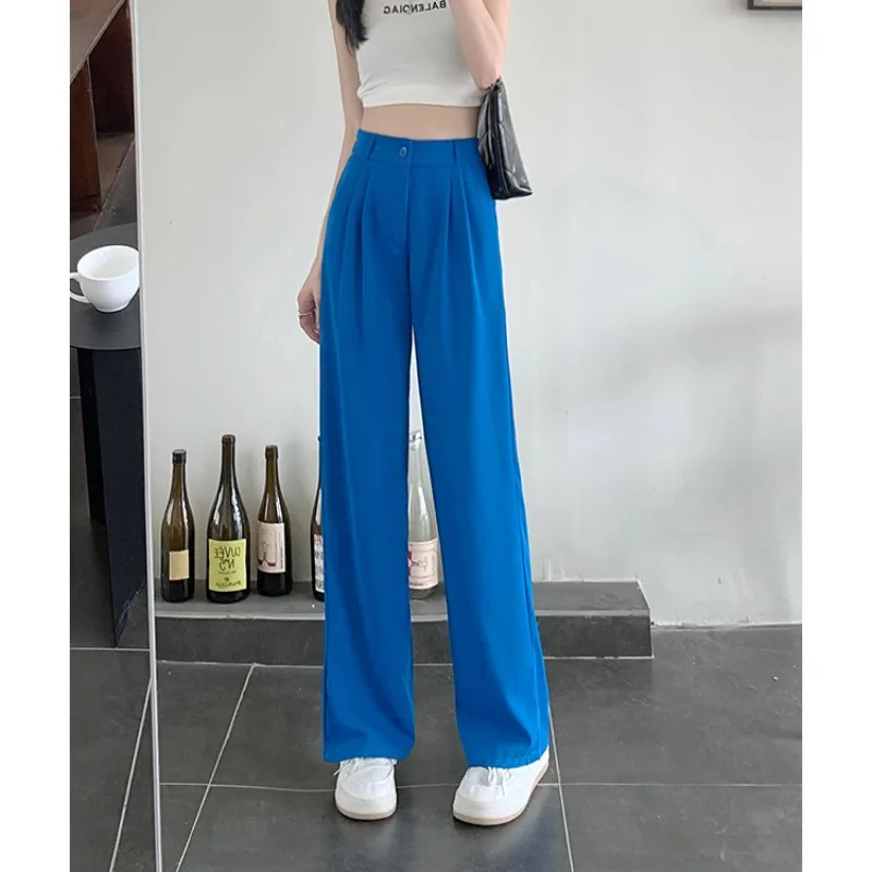 

New elasticated waist suit pants slimming loose drape slacks straight pants for women