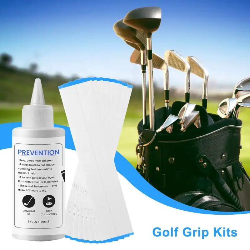 Golf Club Regripping Kits Grip Tape Strips 5oz Grip Solvent 15 Paper Tapers Regripping Golf Clubs Tool For Golf Wedges Repair