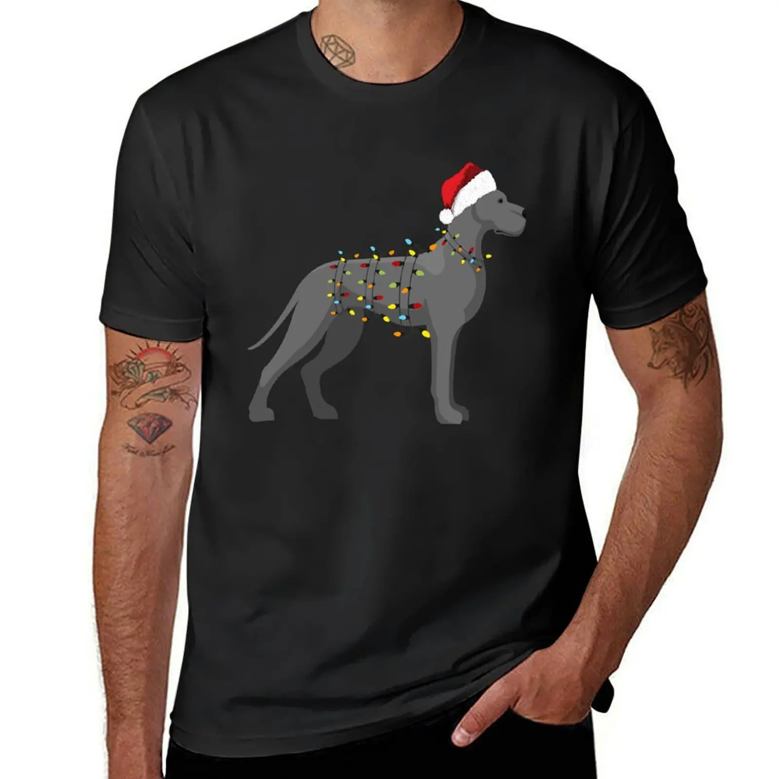 Great Dane Holiday Christmas Light T-Shirt animal prinfor boys sports fans sublime Blouse clothes for men