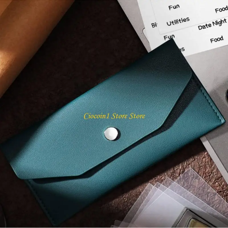 A3PC Leather Money Envelope PU Business Card Wallet Large Capacity Cash Organiser Case For Budgeting Billing 6.9x3.7Inch