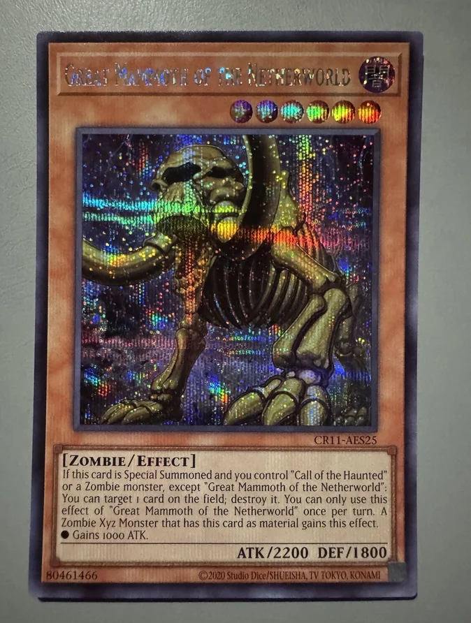Yugioh KONAMI Duel Monsters CR11-AES25 Great Mammoth of the Netherworld Secret Asian English Official Collection Mint Card