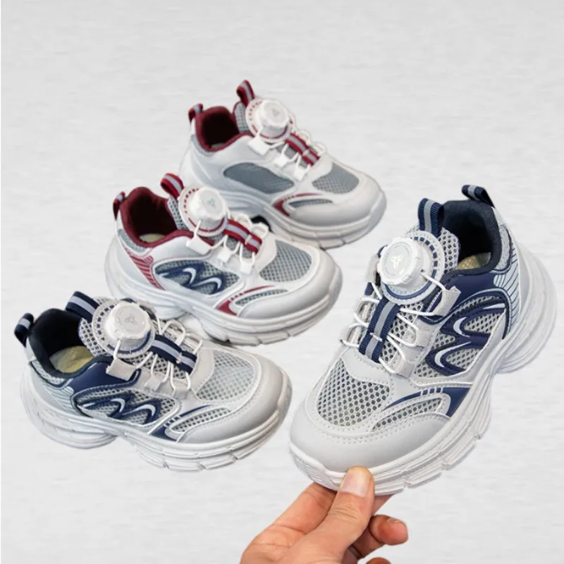 

Children's Summer Mesh Breathable Sports Shoes Boys and Girls Rotating Buckle Outdoor Running Shoes Fashionable Casual Footwear