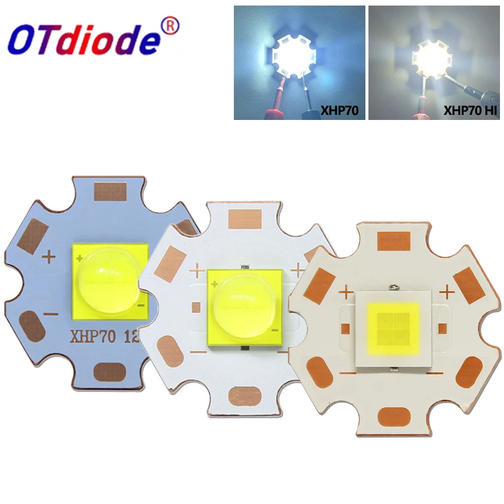 1-10szt 20W 40W LED 3V 6V 12V Chip XHP70.2 7070 XHP70.HI Lamp Beads1.5A 3A 6A 2000lm 4500lm Zimna biel Do akcesoriów do latarek