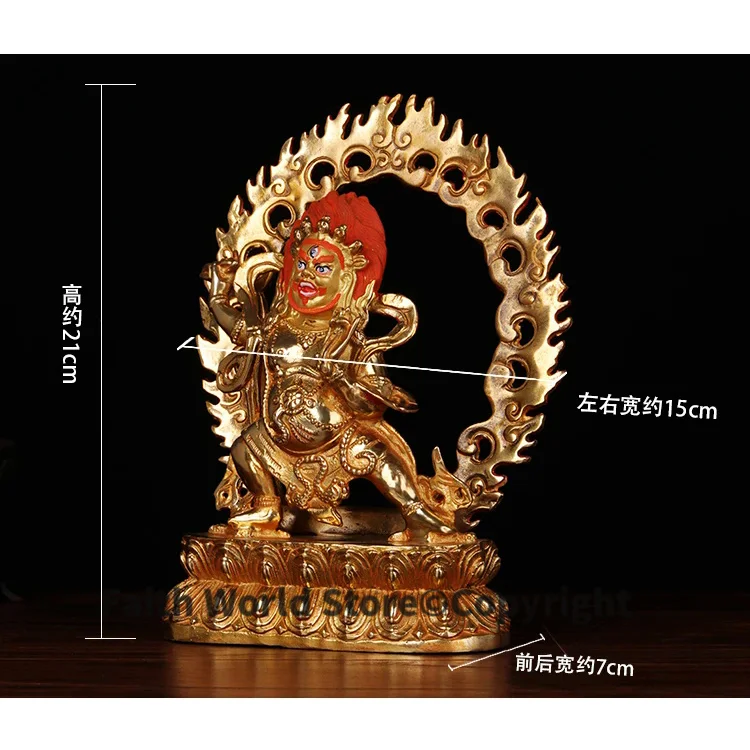 21CM large - HOME Talisman efficacious Protection # Tibetan Buddhism Vajrapani Bodhisattva buddha gold-plated figure statue