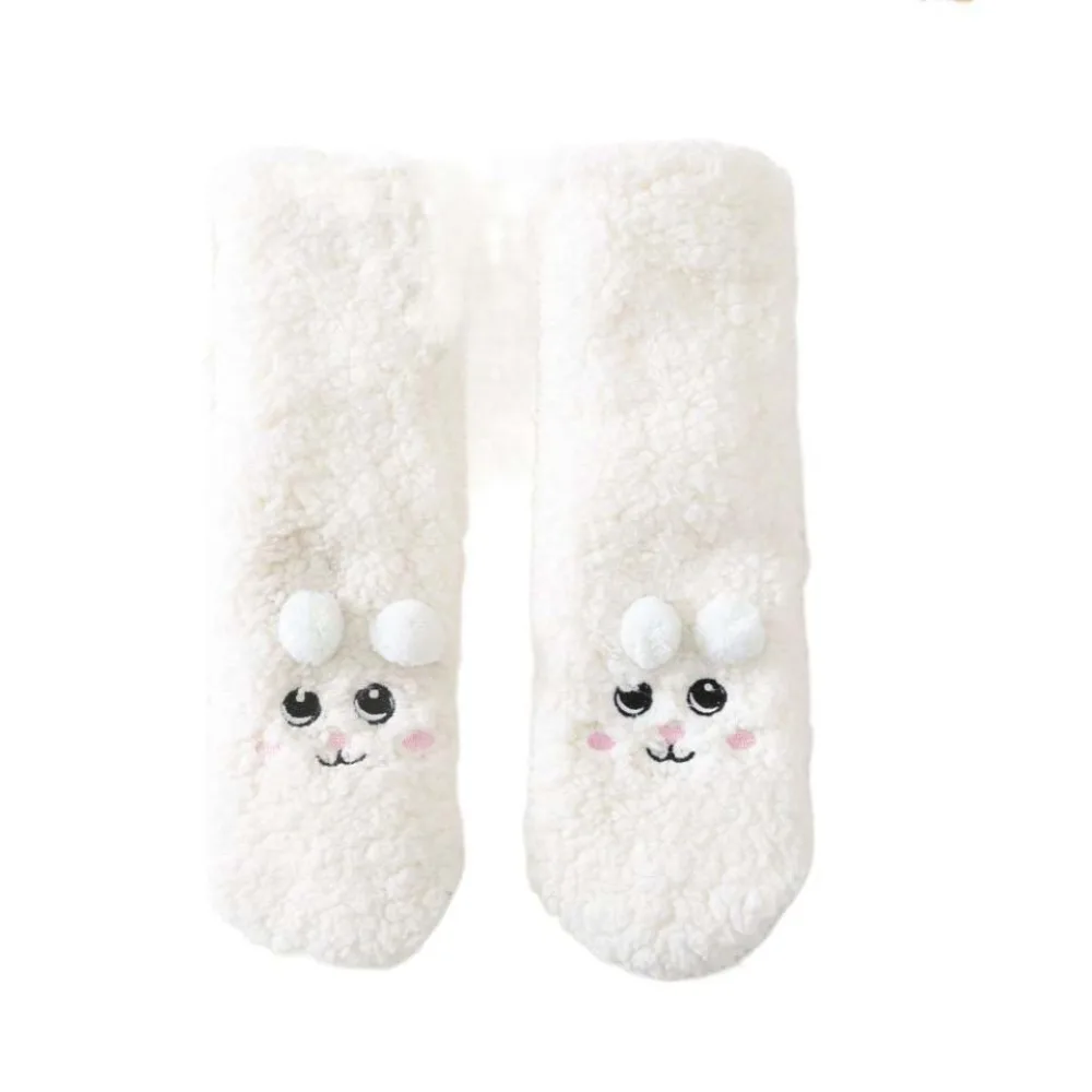 

Kawaii Embroidery Thick Thermal Socks Plush Anti Slip Sleeping Socks Thicken Warm Cartoon Fleece Sock Women Men Women
