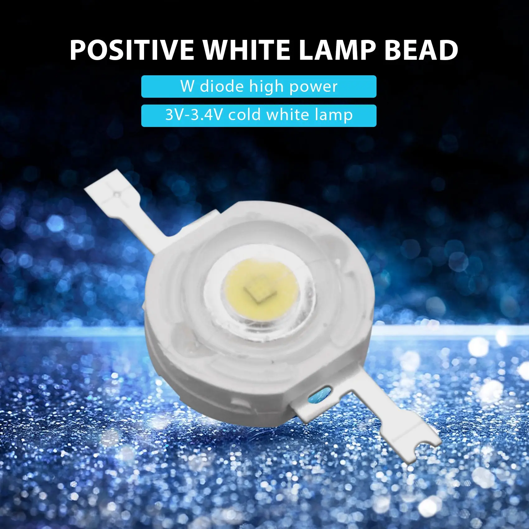 50-Pack 1W Cool White LED Beads, High-Power Lamp Chips