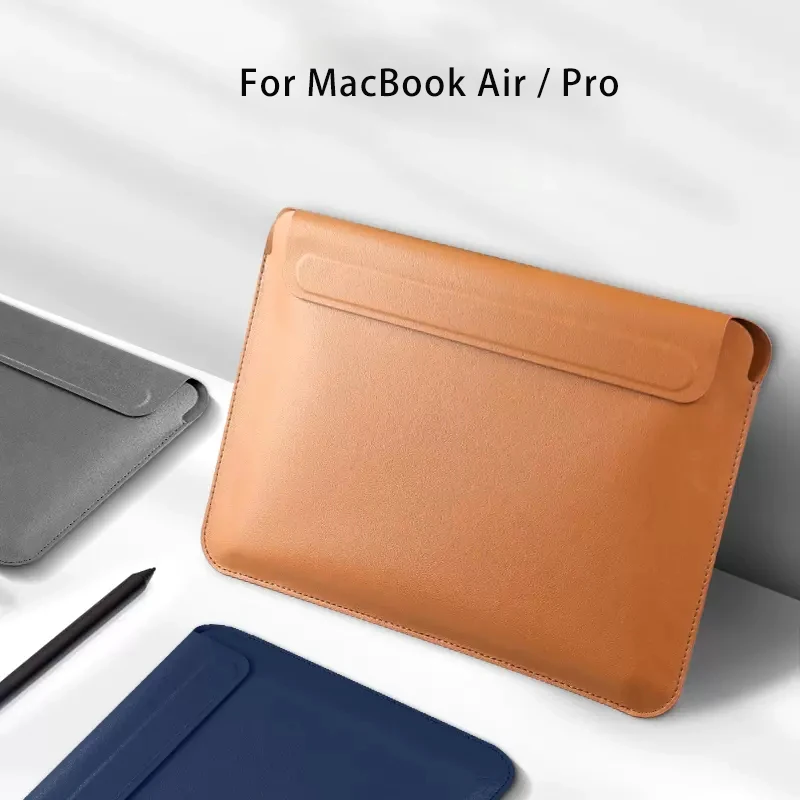 

Laptop Bag For MacBook 2022 M2 Air 13 Case for M1 Pro 14.2 16 Inch Ultrathin Mouse Pad PU Leather Cover For Pro 13 Sleeve