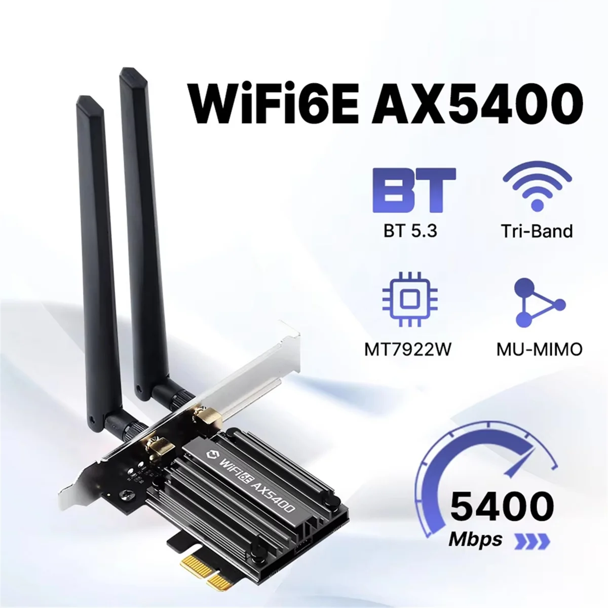 SEMOIC WiFi 6E AX5400 PCIE محول بلوتوث 5.3 ثلاثي الموجات 2.4G/5G 802.11AX Netwotk استقبال لاسلكي-MIMO لـ Win10/11 #5
