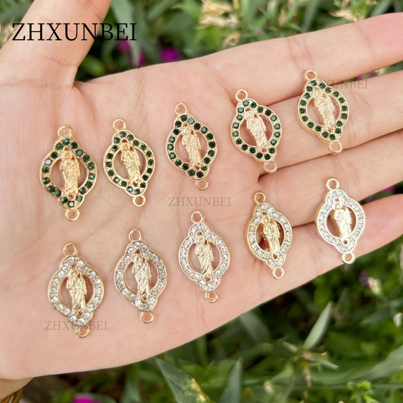 

50pcs Gold Plated Rosary Connectors Catholic San Judas Virgin Mary Charms for Bracelets DIY Jewelry Making Supplies