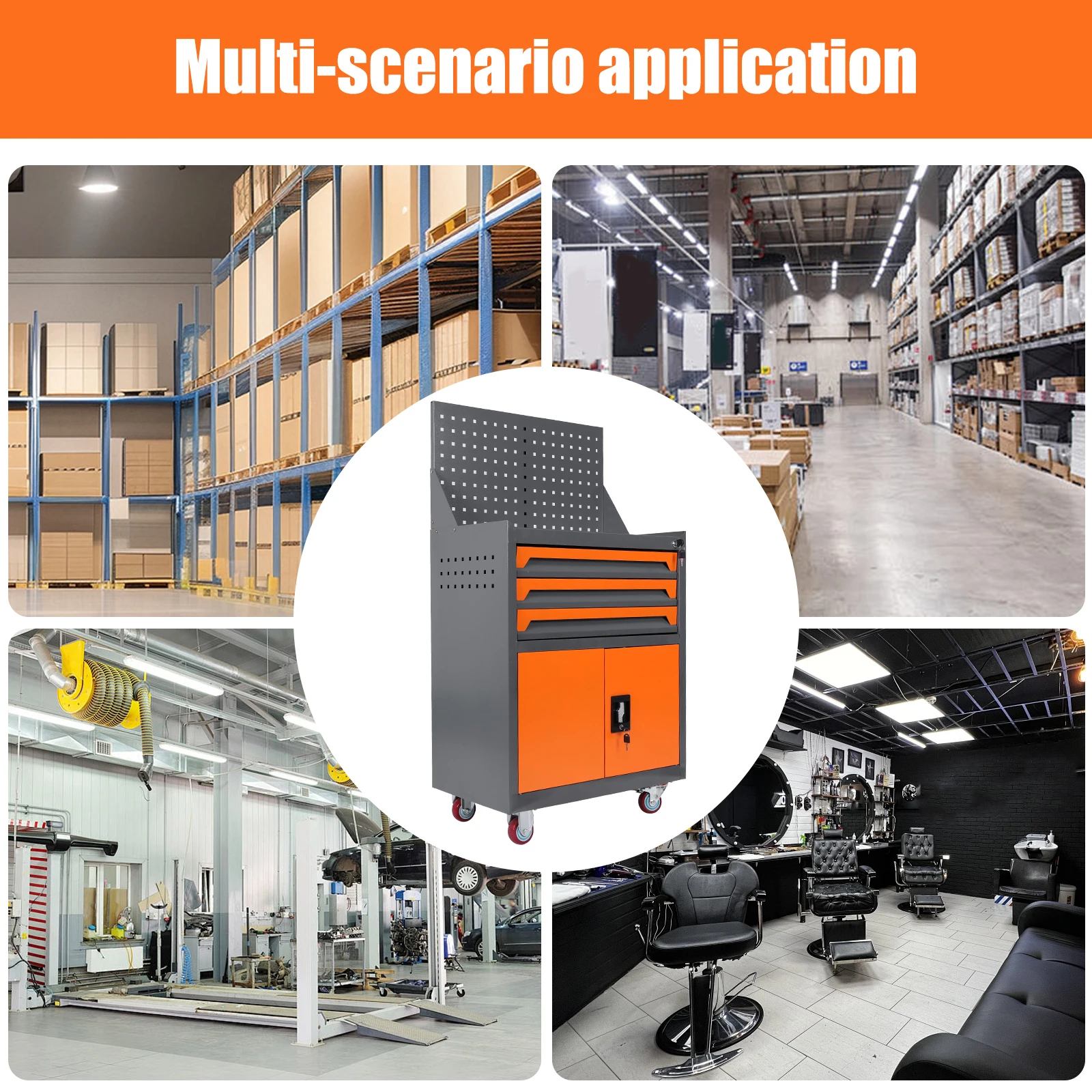 

Tool Box Organizer with Drawers Tool Storage Cabinet Auto Repair Tool Cart for Workshop Warehouse Garage