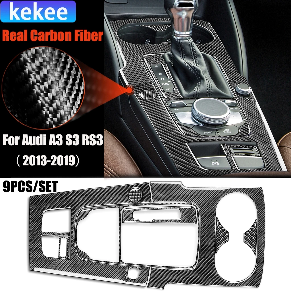 

Carbon Fiber Car Accessories Center Gear Shift Set Modified Interior Trim Cover Soft Sticker For Audi A3 S3 RS3 8V 2013-2019