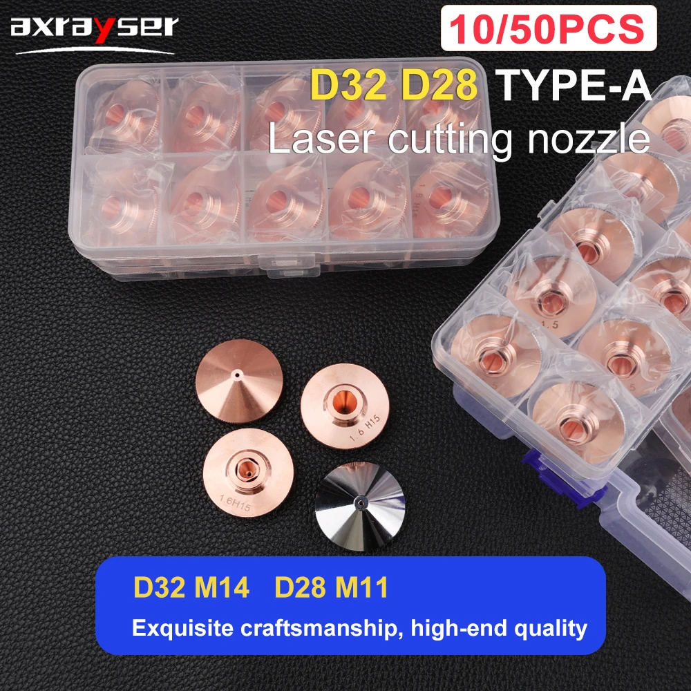 10-50個入り-レーザーノズル-d28-m11-h15-d32-m14-h15-シングル-ダブルクローム層-raytools、precitec、wsx、hsg、bodorレーザー切断ヘッド用