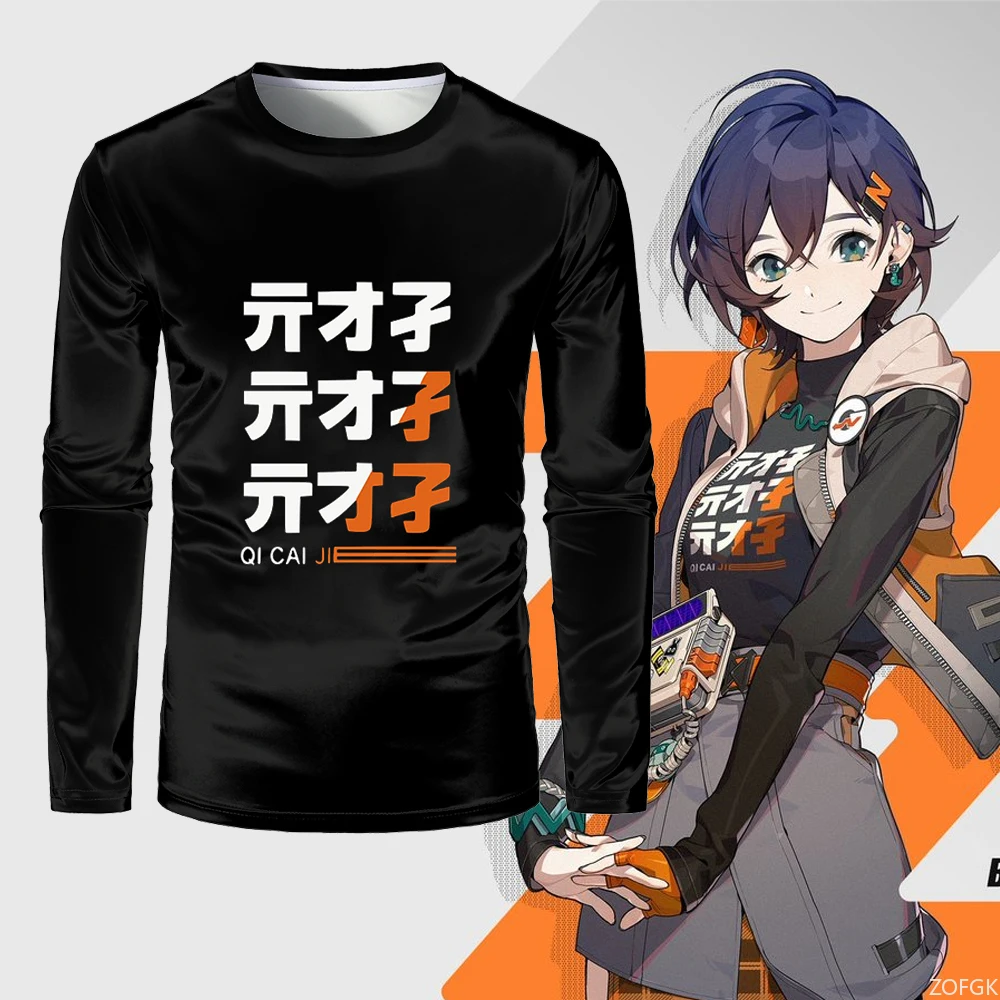 2025 MiHoYo Game Zenless Zone Zero Print T-shirt ZZZ Role Wise Belle Graphic Long Sleeved T Shirt Harajuku Men Women O-neck Tees