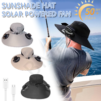Summer Wide Brimmed Sun Hat for Men and Women Outdoor Fishing  Hat with Solar/USB Powered Fan Adjustable Visor Fisherman Hat