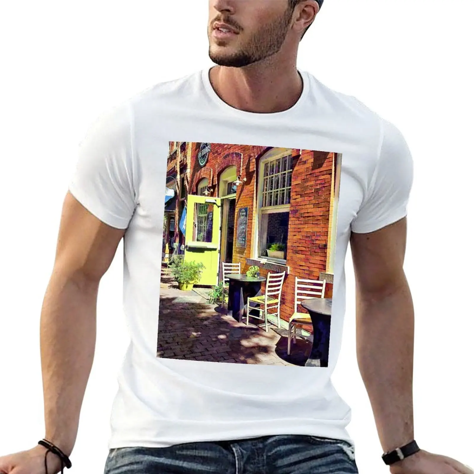 Corning NY - Camiseta con estampado de restaurante Open Door, camiseta de algodón para hombre, camisetas gráficas para hombre