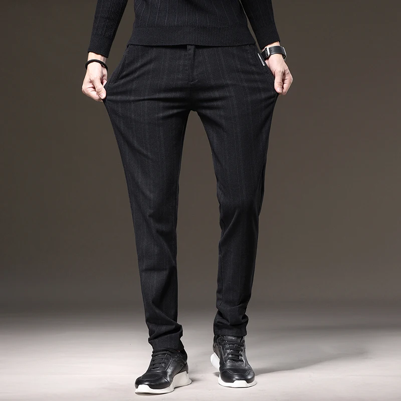 2025 ربيع الخريف جديد سراويل تقليدية رجال الأعمال موضة سليم تمتد أسود رمادي ماركة الملابس نحى بنطلون الذكور 28-38 #5