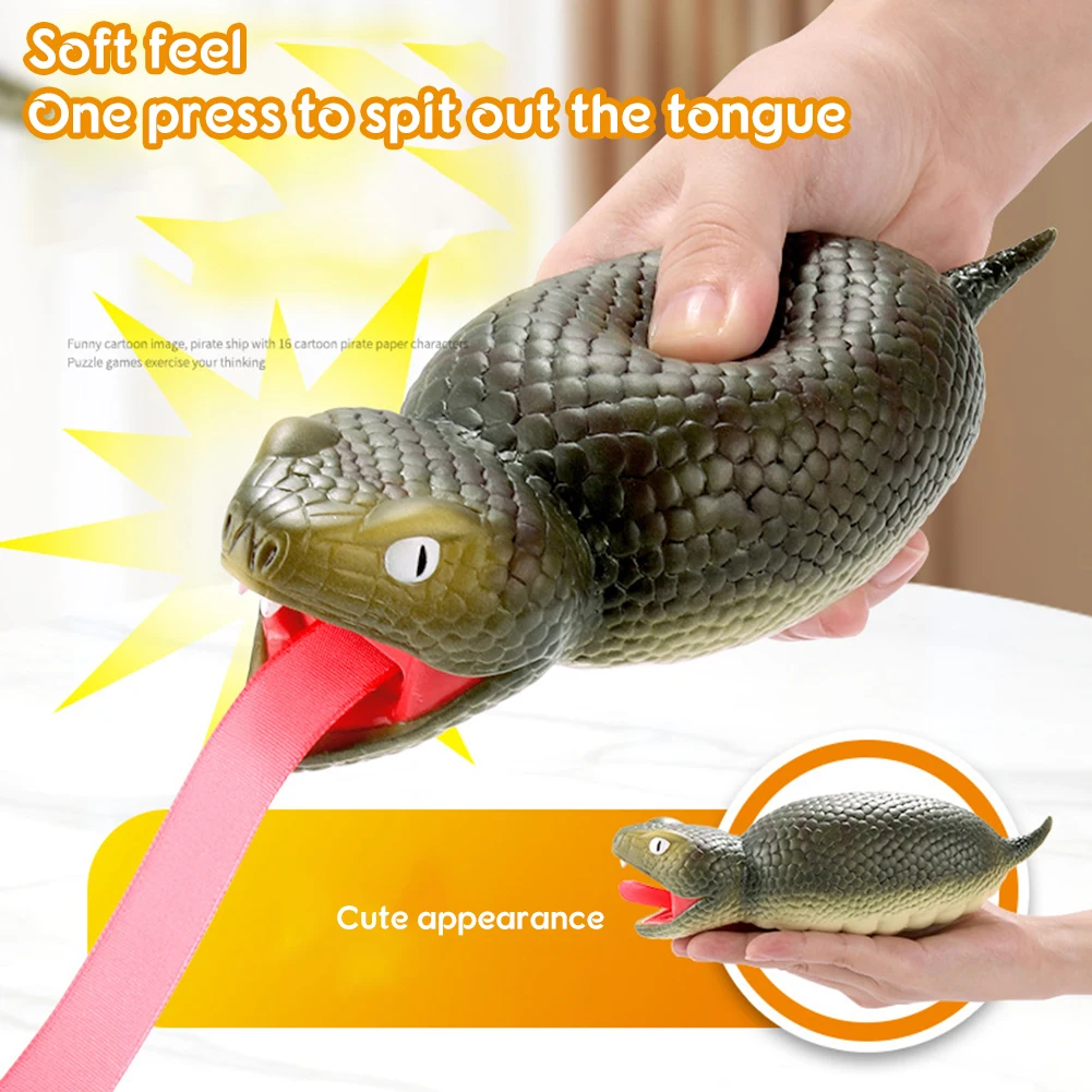 

Funny Squeeze Stick Out Tongue Screaming Snake Toy Portable Relaxing Toys For Halloween April Fools' Day