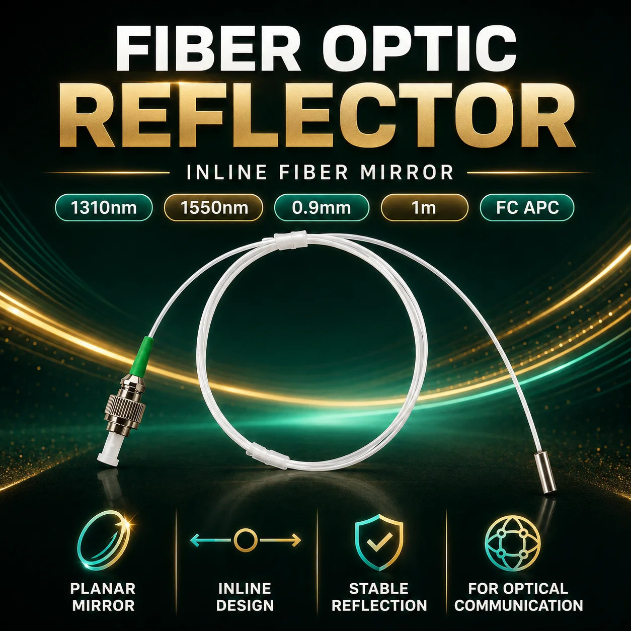 1310nm 1550nm Inline Fiber Optic Mirror 09mm 1m FC APC Planar Fiber Mirror for Laser Communication and Precision Optical Systems