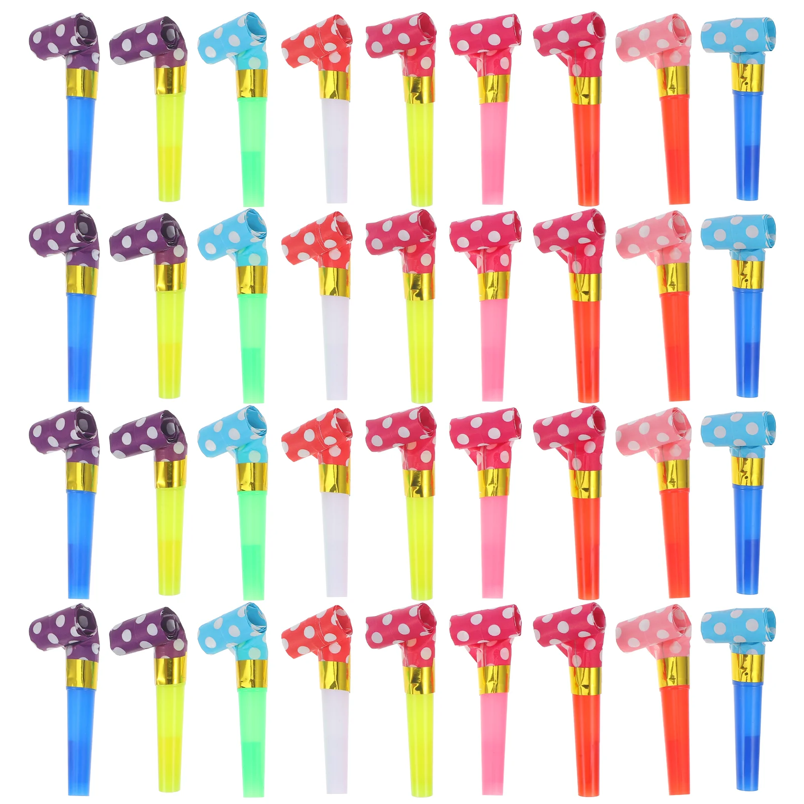 60 Pcs Polka Dot Paper Blowing Dragon Mini Air Horn Colorful Whistle Hair Cheering Blowouts Birthday Toy Child Party Whistles