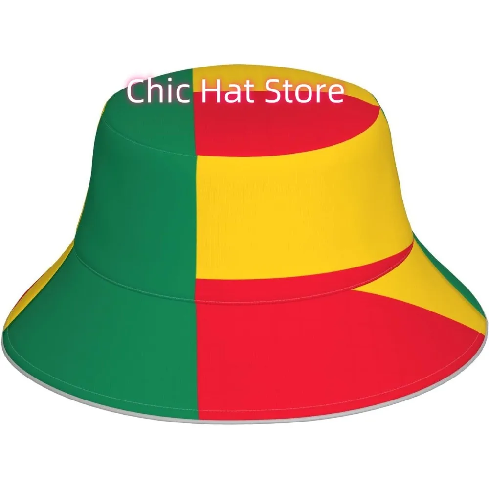 

Flag of Benin Prints Reflective Bucket Hat for Men and Women - Protection Headwear for Outdoor Activities Black
