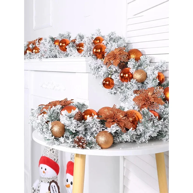 

flocked rattan 2.7m falling snow encrypted pendant white Christmas decorations window decoration