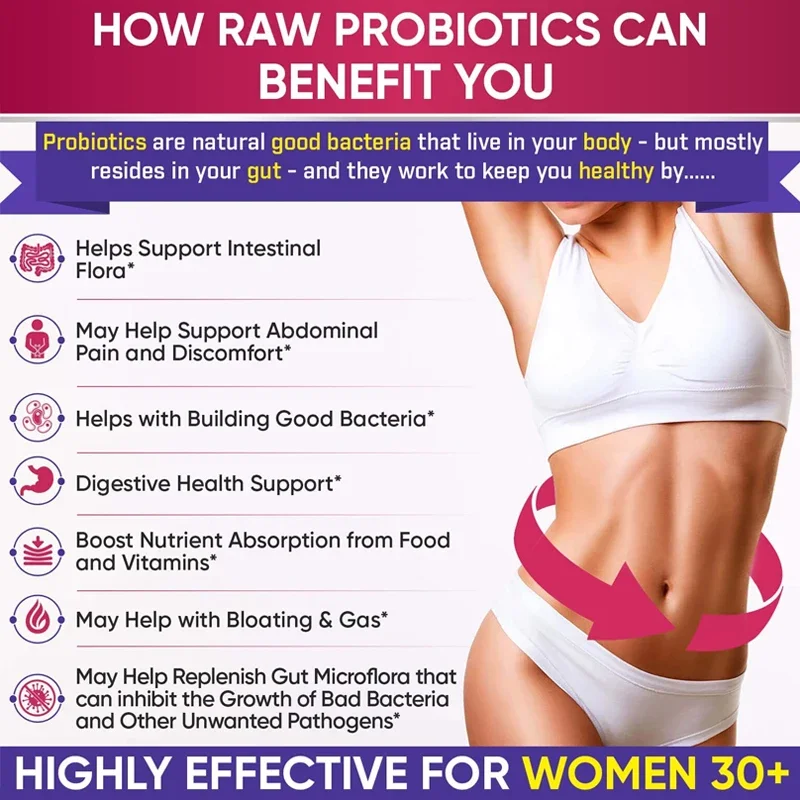 100 Billion Natural Organic Probiotics, Digestive Enzymes - Gut & Immune Health, Gas & Bloating Relief