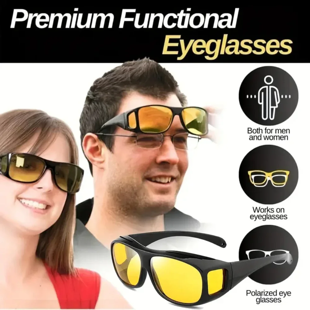 2024 Night Vision Sunglasses Car Night Driving Glasses Driver Goggles Unisex Sun Glasses UV Protection Sunglasses Eyewear Gift