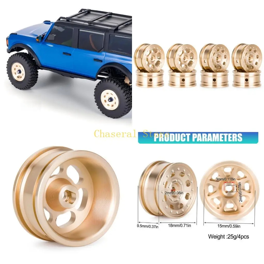 E7CE 4Pcs Strong Brass Wheel Inserts Boosts Traction for 1/30 SCX30 Crawlers Vehicle