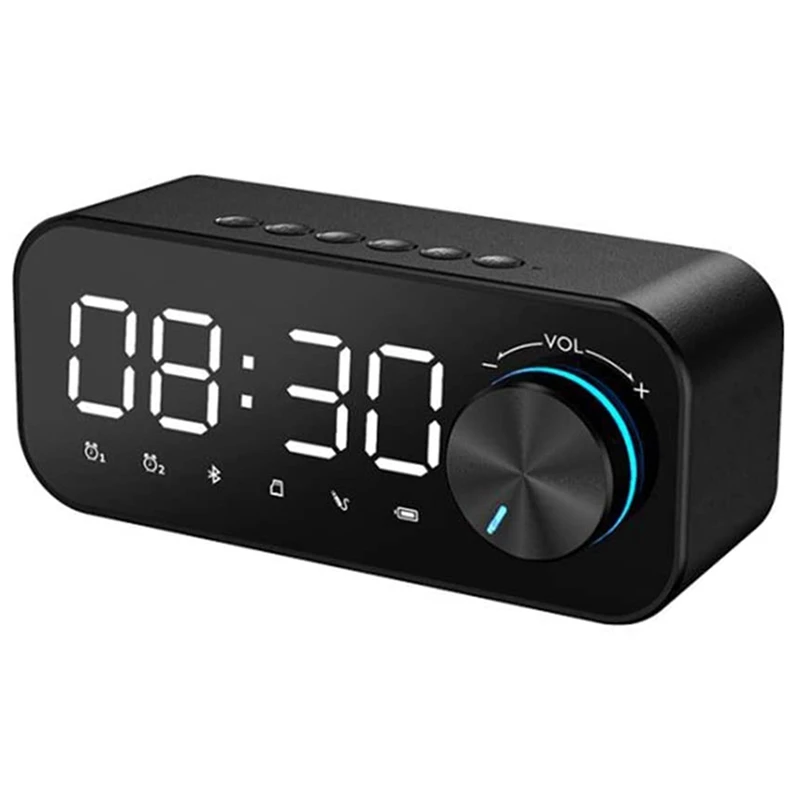 Wireless Bluetooth 5.0 LED Alarm Clock Speaker, Support TF Card FM Radio, Bedroom USB Alarm Clock, LED Time Display