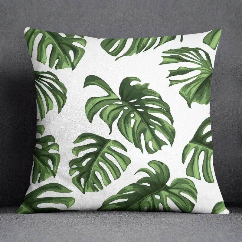 

Plant Green Leaf Pattern Pillowcase Square Car Sofa Cushion Pillowcase