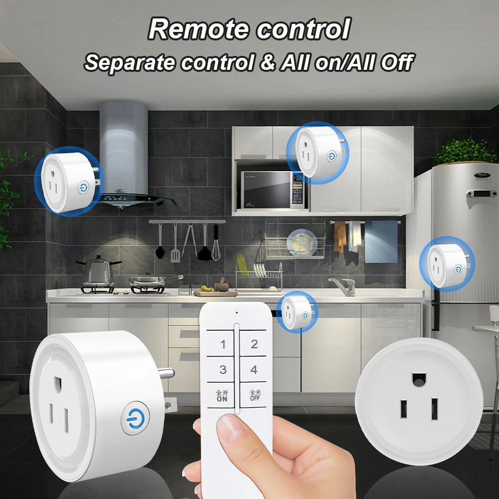 SIXWGH Smart Home Socket,Wireless Remote Control,Google Home And Alexa Support,Compact And Convenient,Zigbee US Plug Adaptati