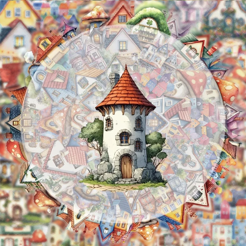 50 transparente Märchenschloss-Graffiti-Aufkleber, lebendige Aufkleber, geeignet für Wasserflaschen, Laptops, Handyhüllen, Koffer, Skateboards, Gitarren, Geschenkboxen, Partydekorationen
