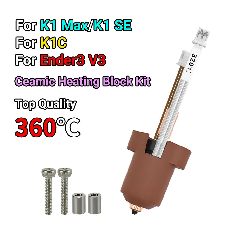

Upgraded Hotend For CR K1C K1 MAX Ceramic Heating Block Kit 60W 0.4mm Quick-Swap Integrated Nozzle High Flow Printing 3D Printer