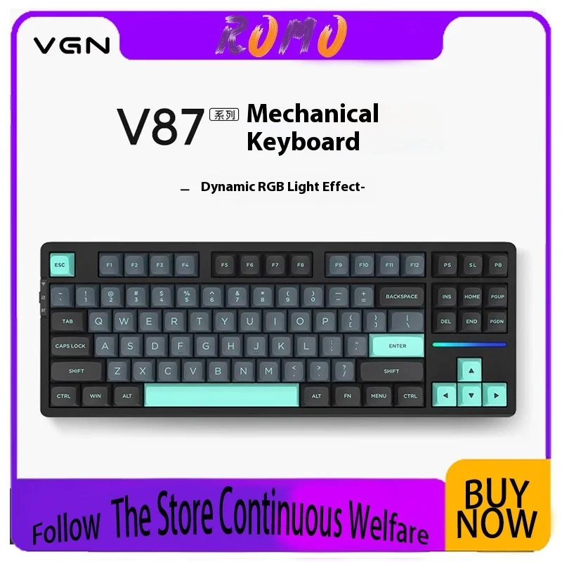 

Vgn V87 Pro Mechanical Game Keyboard Three Mode Animation Custom 2.4g Bluetooth Rgb Hot Plug Gasket Ergonomics Pc Game Keyboard