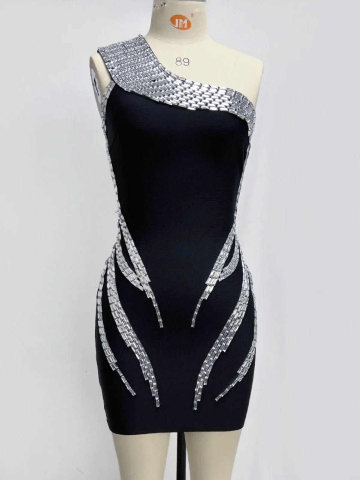 ชุดราตรีผ้าถักแบบยืดหยุ่น แบรนด์ Bla Sexy รุ่น Dr Summer Cross-Border แบบเปิดไหล่เดียว ประดับลูกปัด สำหรับผู้หญิง