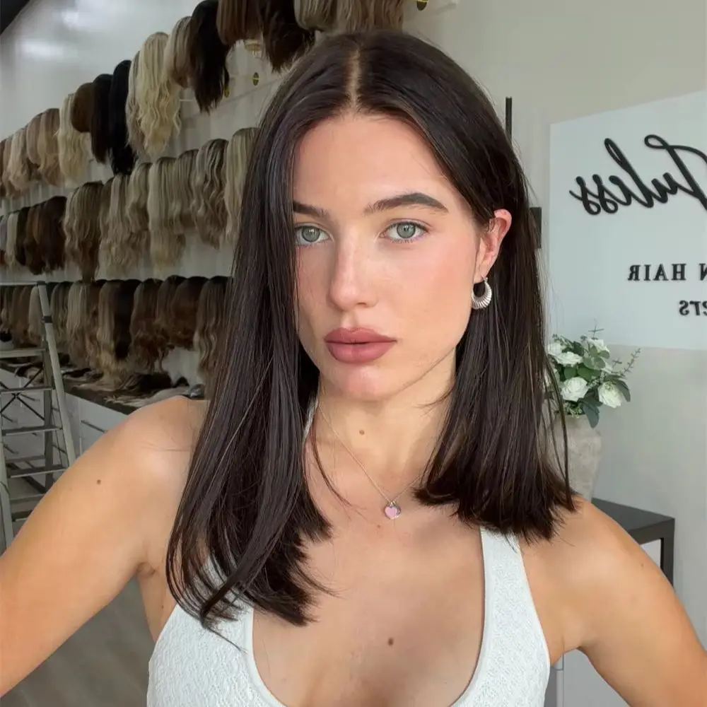 New In Short Straight Bob Ombre Brown Synthetic Lace Front Wig HD Lace Wig Free Part Wig for Women Preplucked Hairline 14 Inches