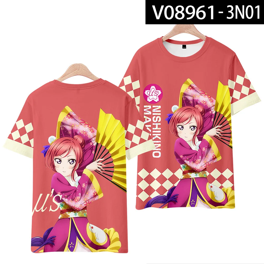 Amor Ao Vivo! Lovelive escola idol projeto 3d t camisa das mulheres dos homens kotori eli rin umi maki hanayo nozomi camisetas gráficas traje cosplay