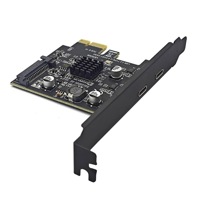 PCIE 1X to USB 3.2 Gen2 Type C Expansion Cards Double Type C 10Gbps