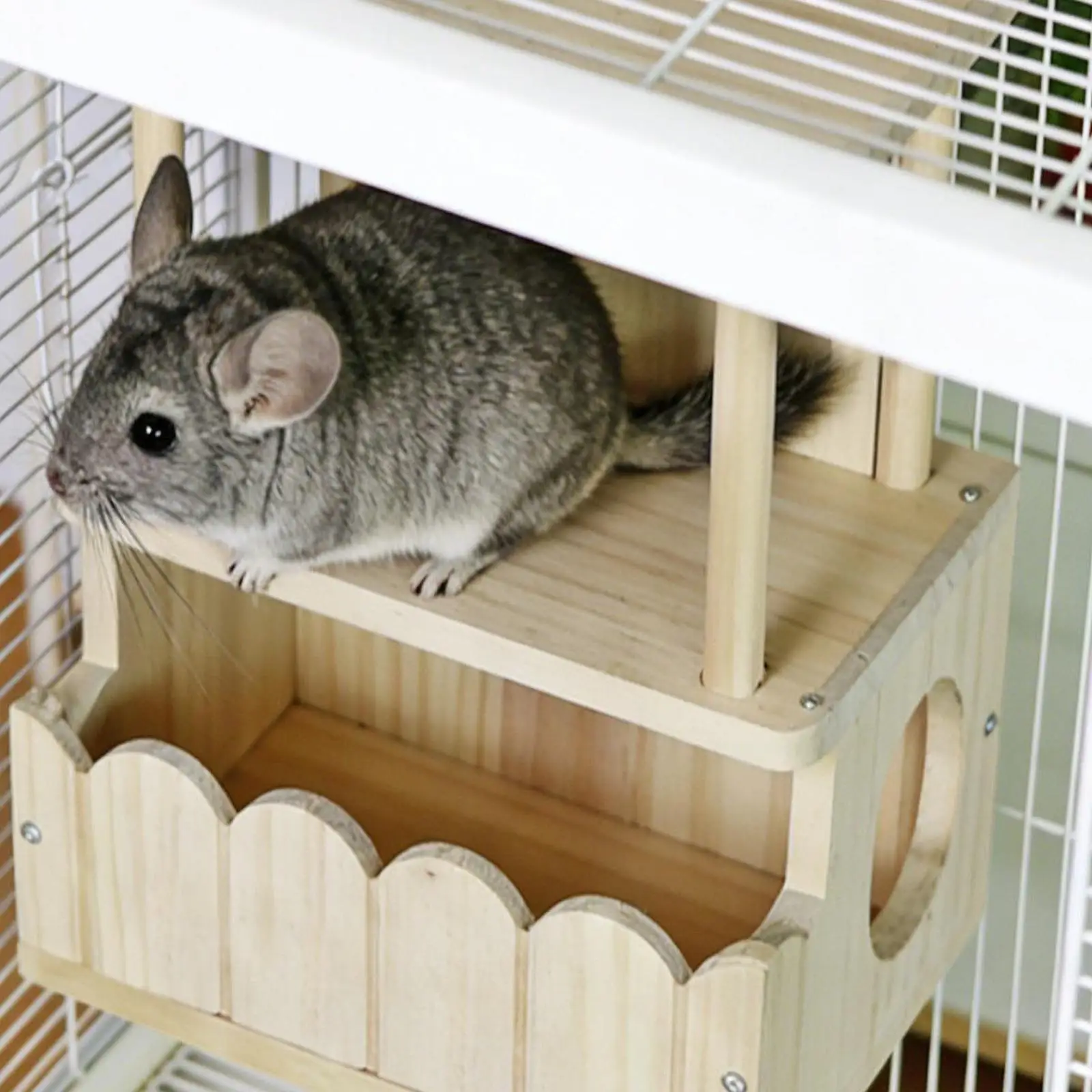 Spacious Wood Chinchillas Hideout Small Animal Cottage for Hamster Guinea Pig Squirrel Decorative Cage House Habitat