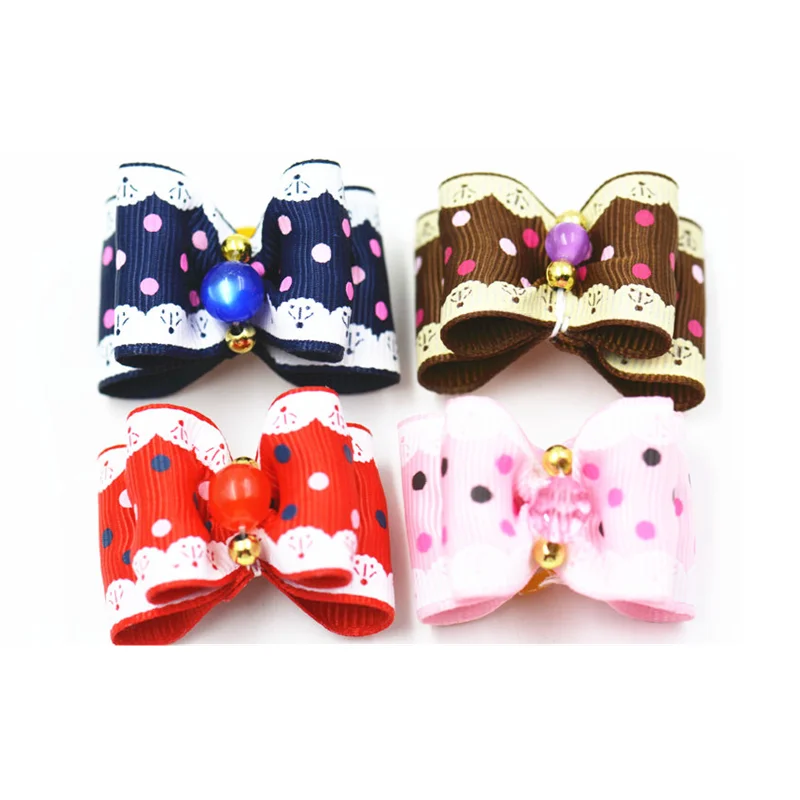 20/50/100pcs Dog Hair Bows with Rubber Bands and Rhinestones Puppy Grooming Bow Doggies Cat Topknot Bowknot Pet Hair Accessories